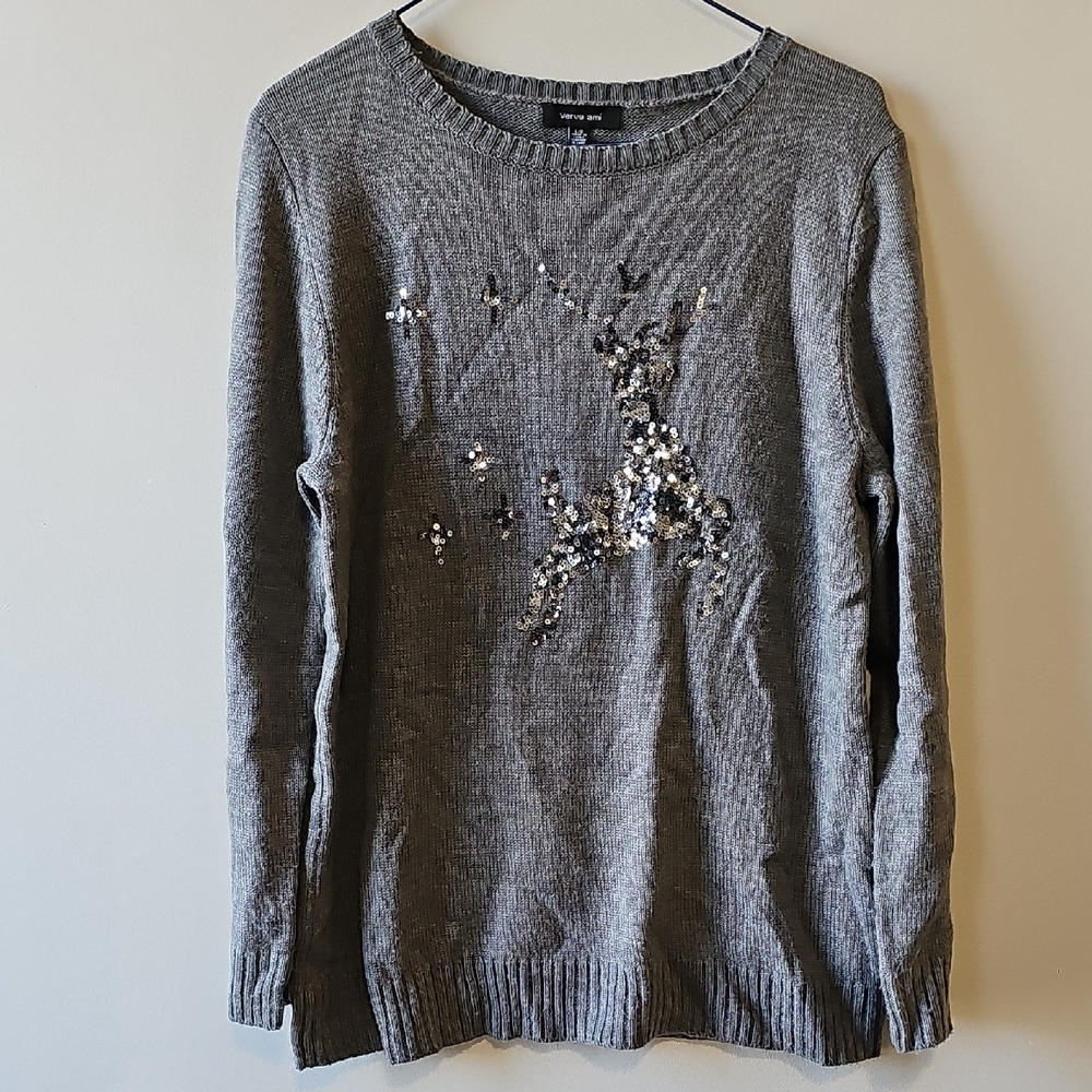 Verve Ami Large Charcoal Sequin Sweater